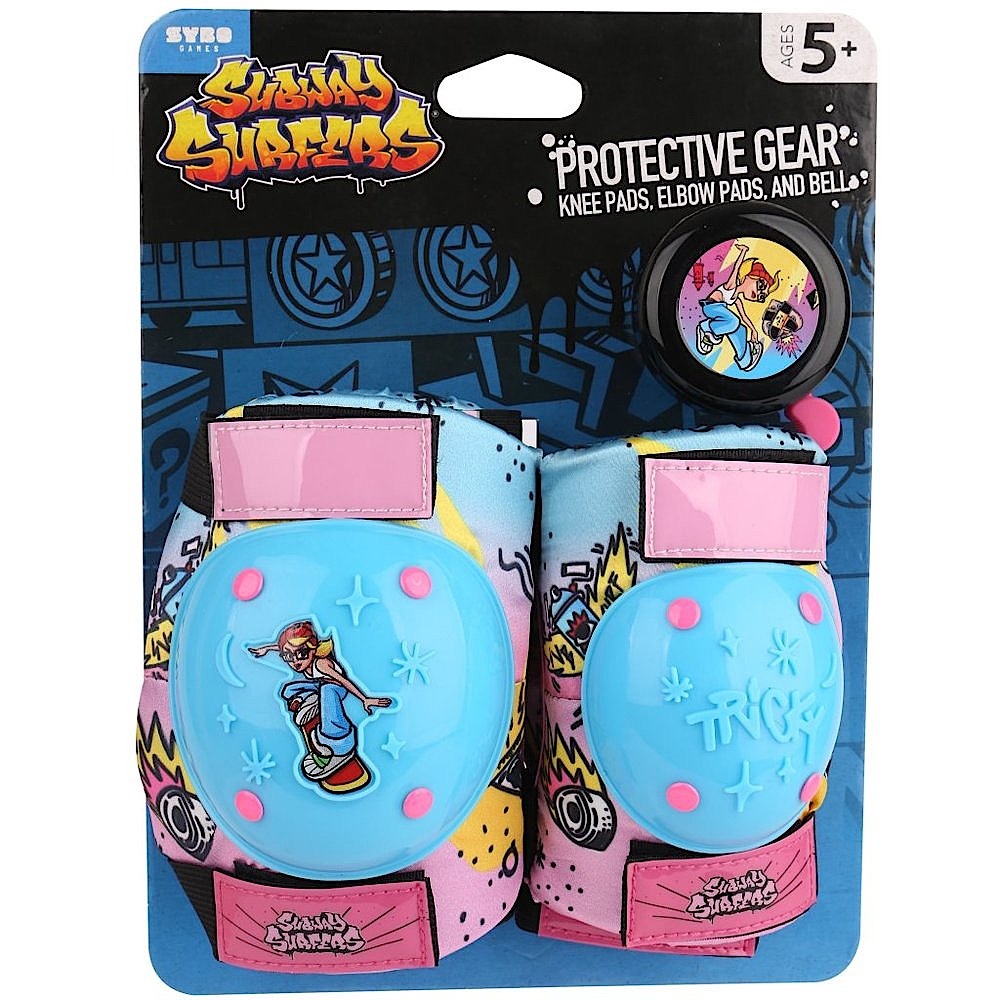 Subway Surfers Girls Knee Elbow Pads Bike Protective Gear & Bell 3 Piece Set NEW
